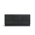 Modern Black Oak Veneer Multi-Drawer Sideboard - 79" Credenza Dresser