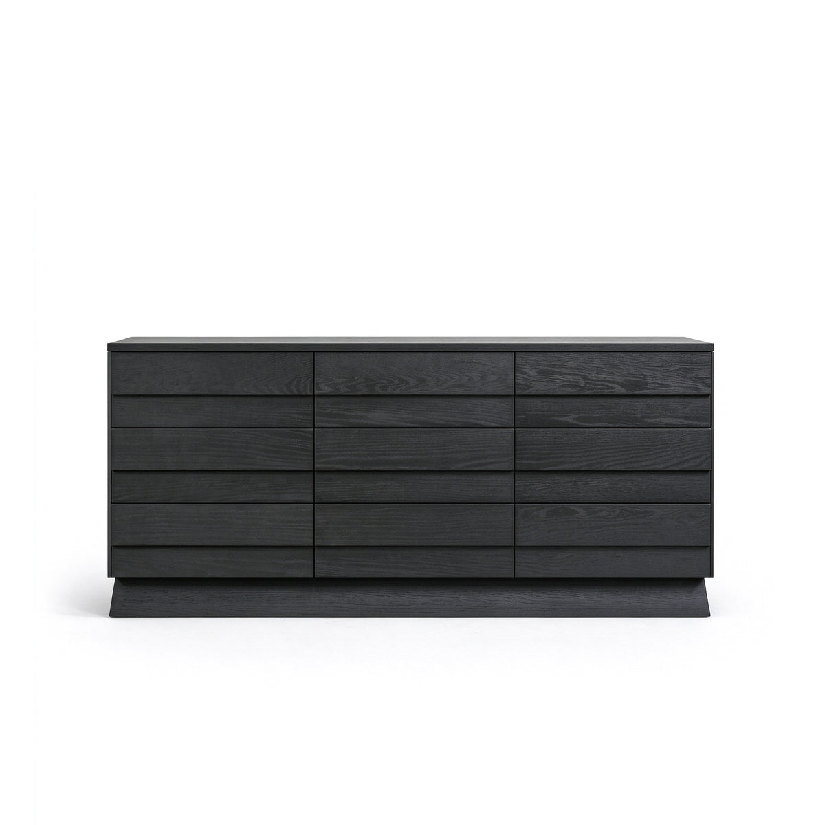 Modern Black Oak Veneer Multi-Drawer Sideboard - 79" Credenza Dresser