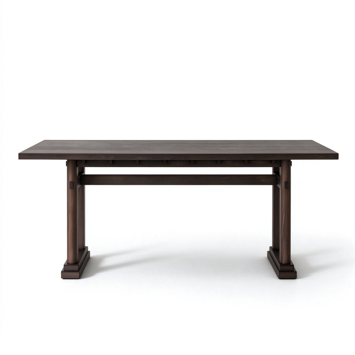 Distressed Wood Dining Table, Rustic Solid Wood Veneer Kitchen and Writing Desk