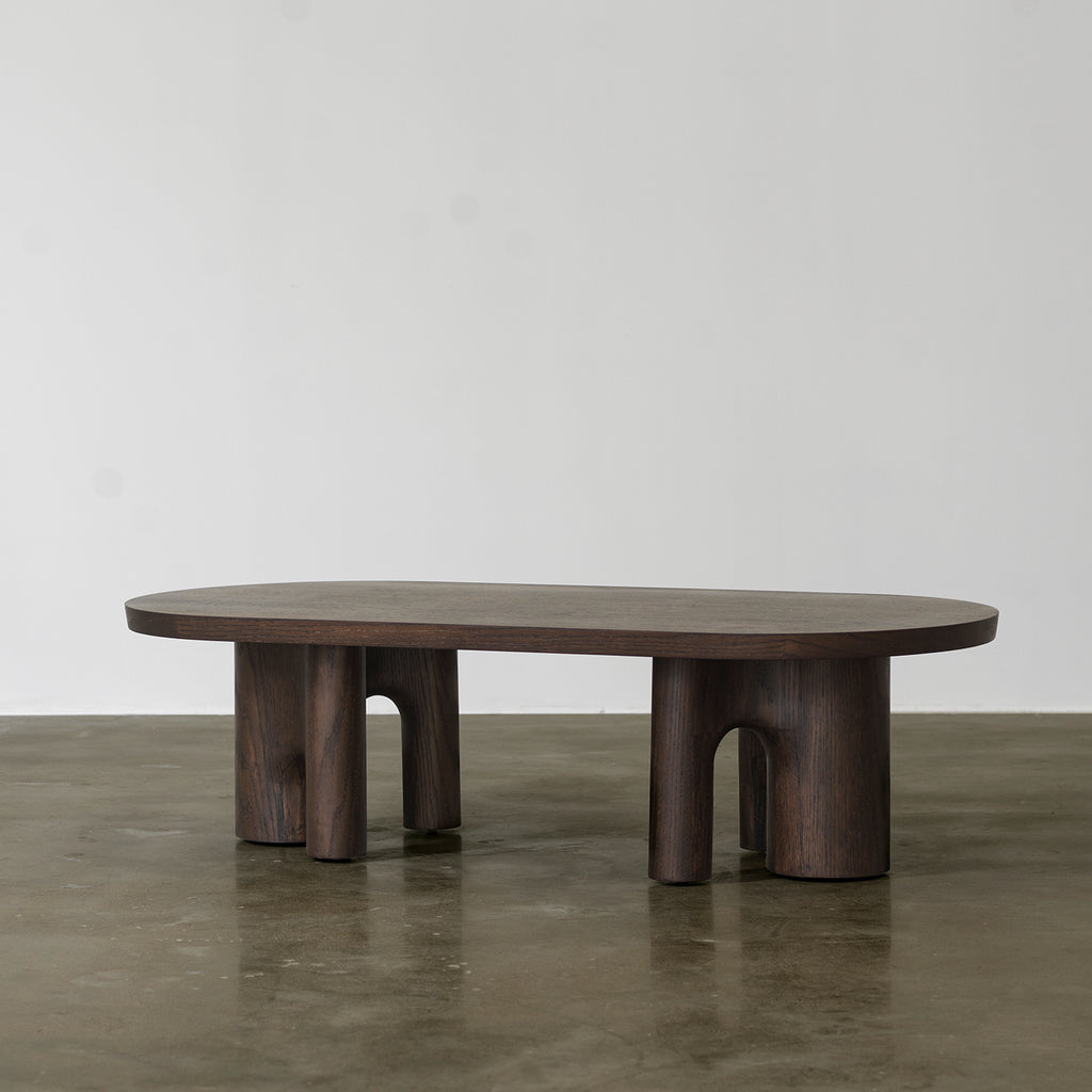 Vintage Distressed Wood Coffee Table - Rectangular Low Table with Solid Timber Legs