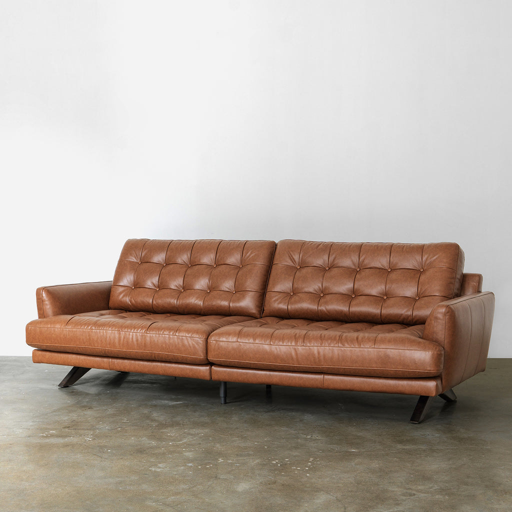 Top-Grain Leather Sofa with Down & Foam Seat Cushions | Customizable