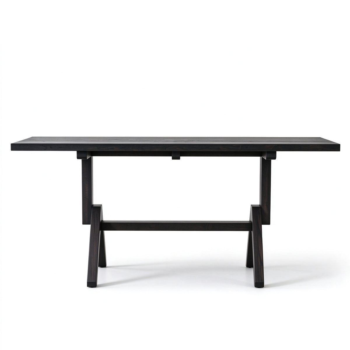 Denim Black Solid Wood Dining Table - Modern Rectangular Table with Solid Timber Legs