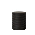 Sculptural Ribbed Round Side Table, Dark Vintage Finish, Ø15″ × H17.7″