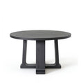 Front view of black solid wood dining table with solid timber legs