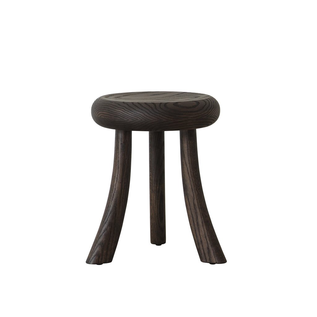 Solid Red Oak 3-Leg Round Side Table and Accent Stool with Distressed Finish
