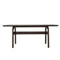 Vintage Wood Dining Table with Distressed Finish and Trestle Stretcher Base