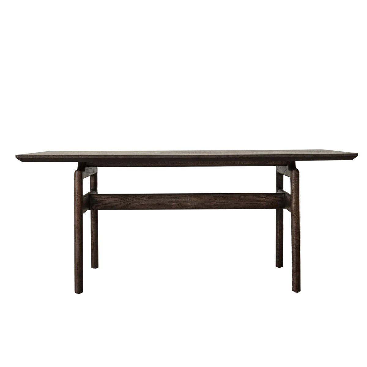 Vintage Wood Dining Table with Distressed Finish and Trestle Stretcher Base