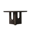 Vintage Distressed Round Dining Table with Sculptural Cutout Pedestal Base