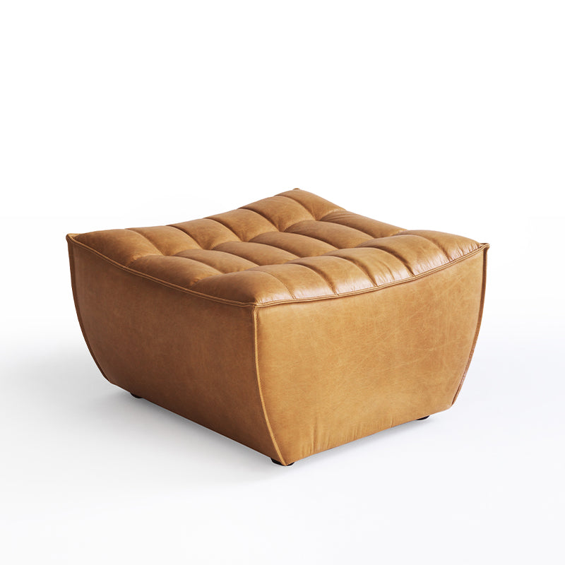 Armless Sofa with Grid-Tufted Back — Golden Brown