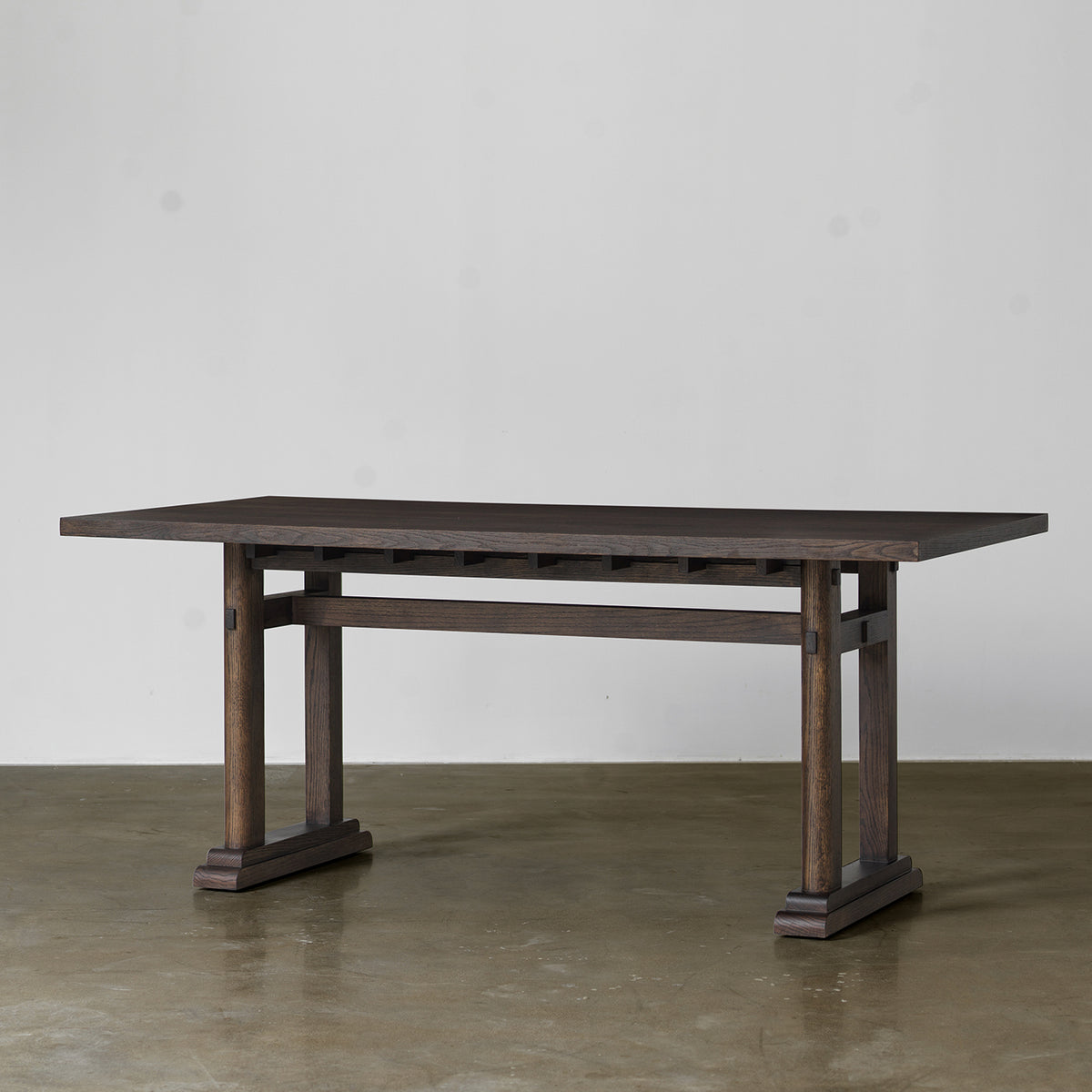 Distressed solid wood veneer tabletop texture and vintage finish detail
