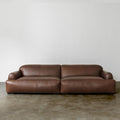 Contemporary Low-Profile Sofa with Rounded Arms — Brown