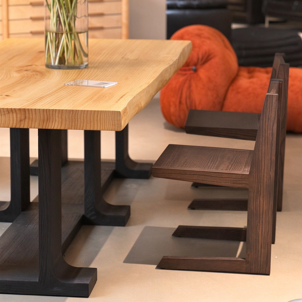 Heavy-duty solid pine table legs and reinforced joinery structural detail