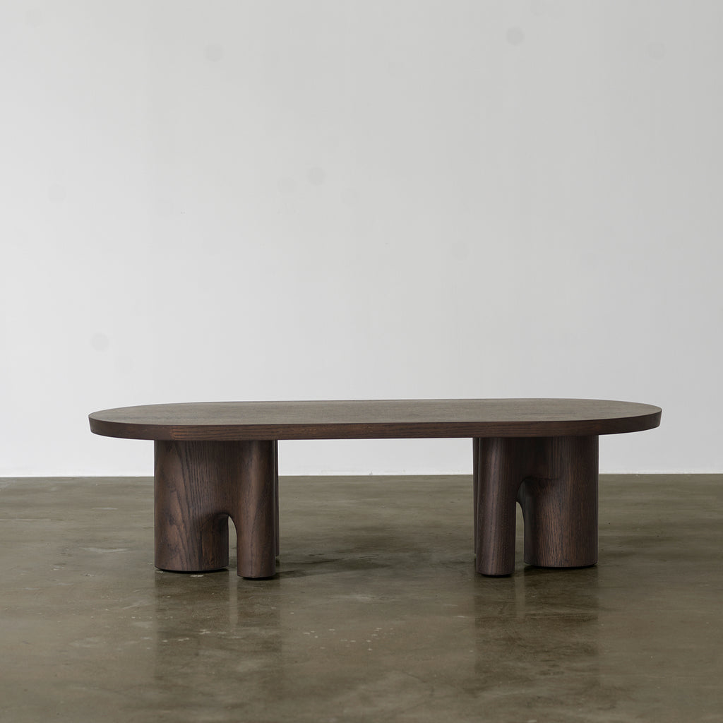 Vintage Distressed Wood Coffee Table - Rectangular Low Table with Solid Timber Legs