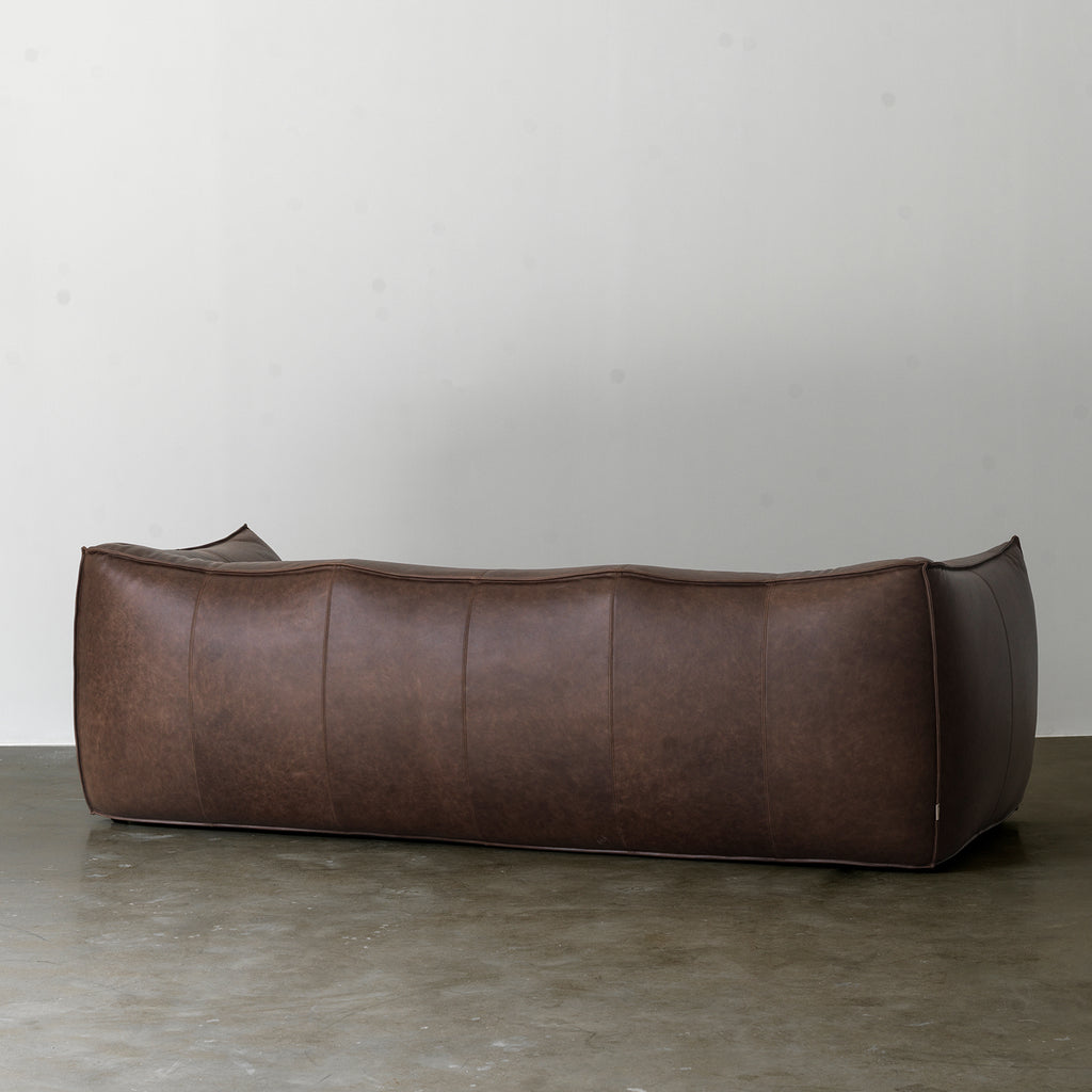 Croissant cowhide leather sofa rear view
