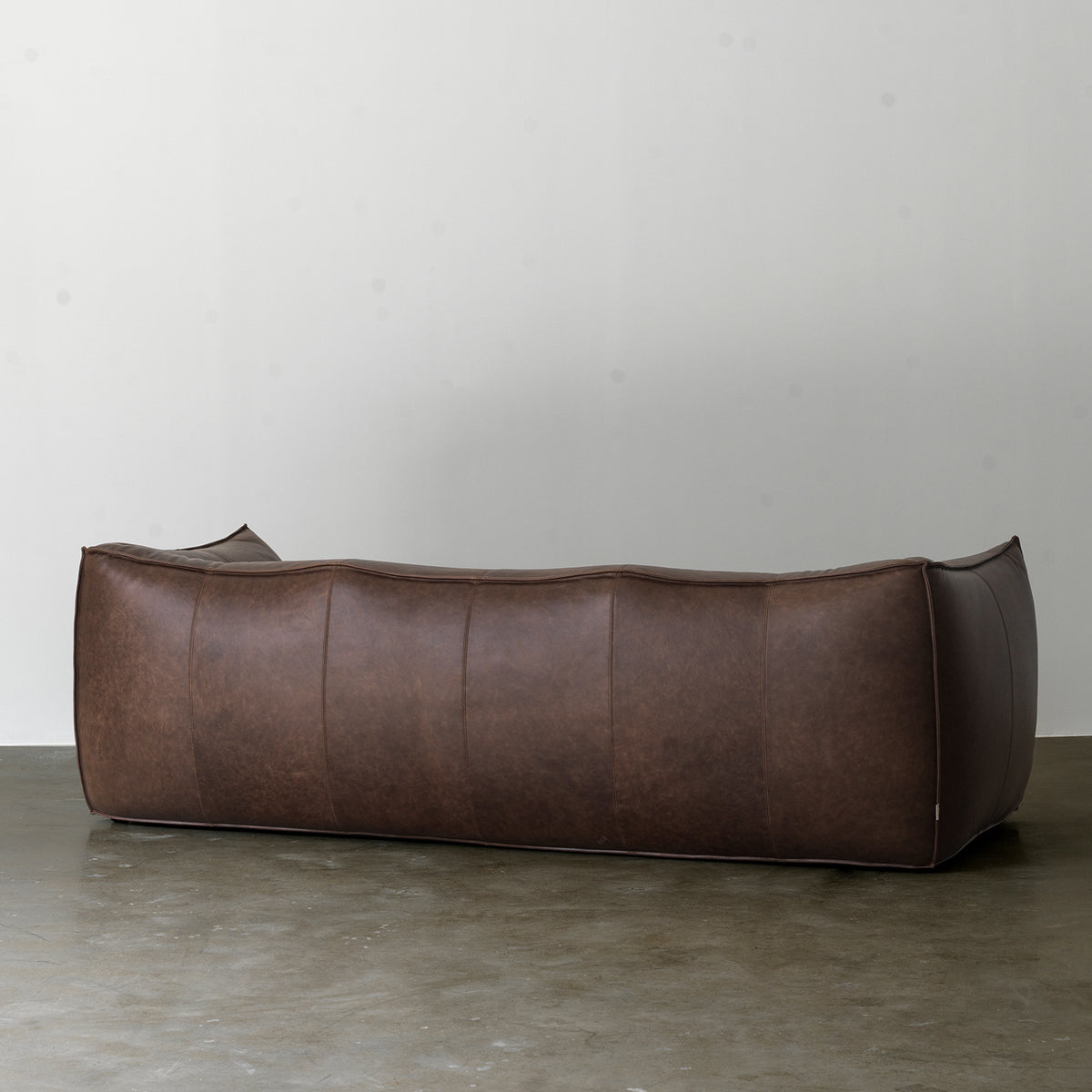 Croissant cowhide leather sofa rear view