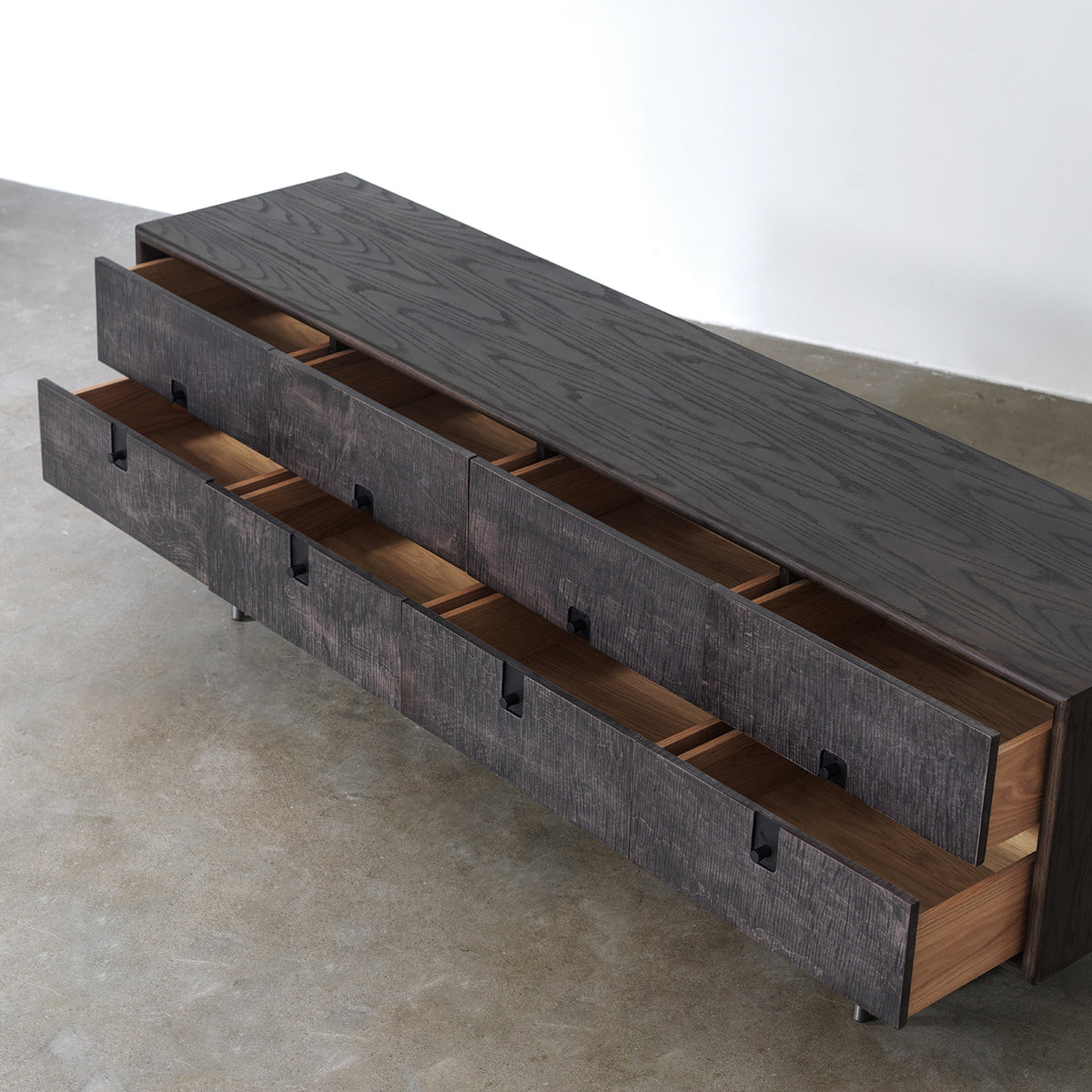 Guixie Low Media Cabinet with Drawer Storage — Dark Wood Tone