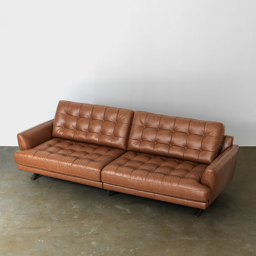 Top-Grain Leather Sofa with Down & Foam Seat Cushions | Customizable