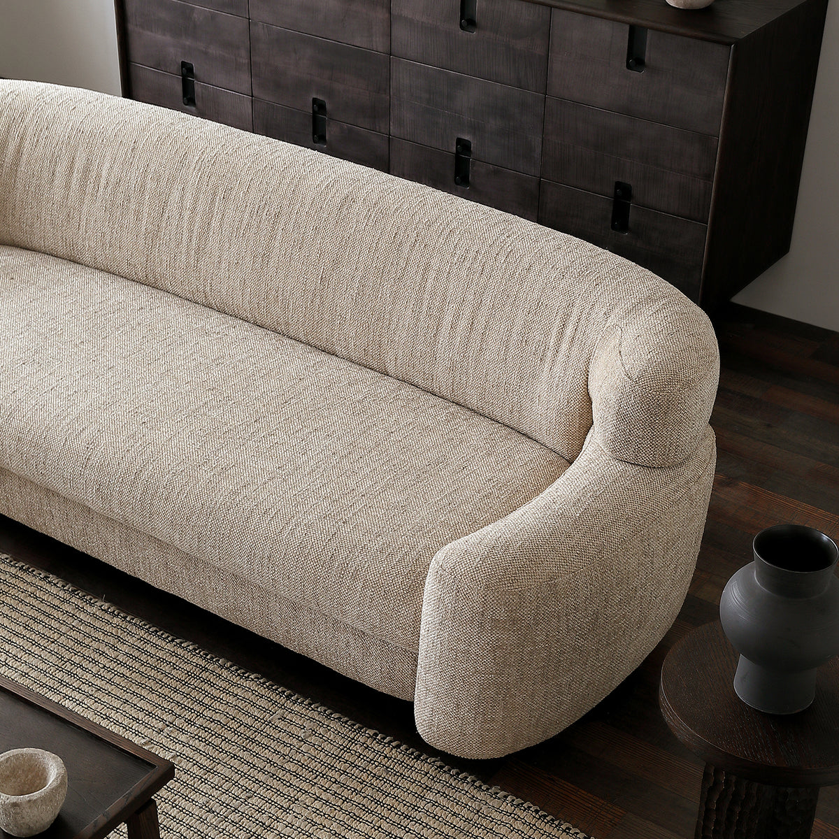 1050 Textured Sofa with Rounded Arms — Warm Beige