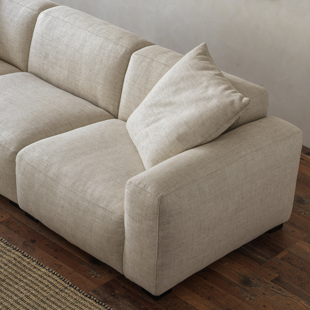 Cotton-linen cream sofa with down and foam cushions