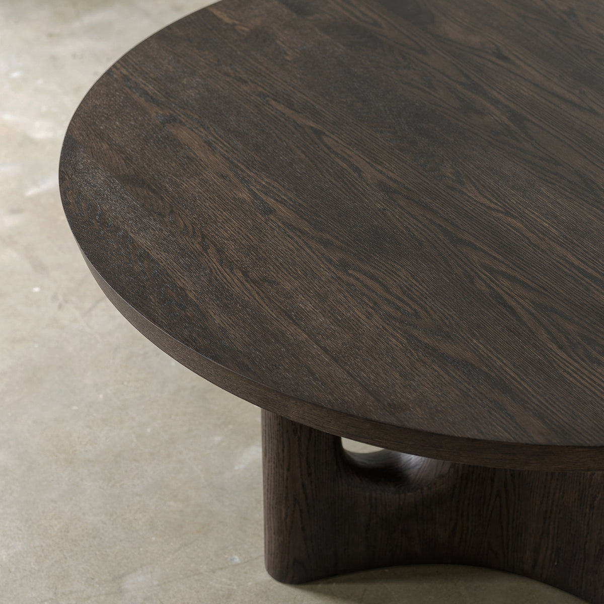 Vintage Distressed Round Dining Table with Sculptural Cutout Pedestal Base