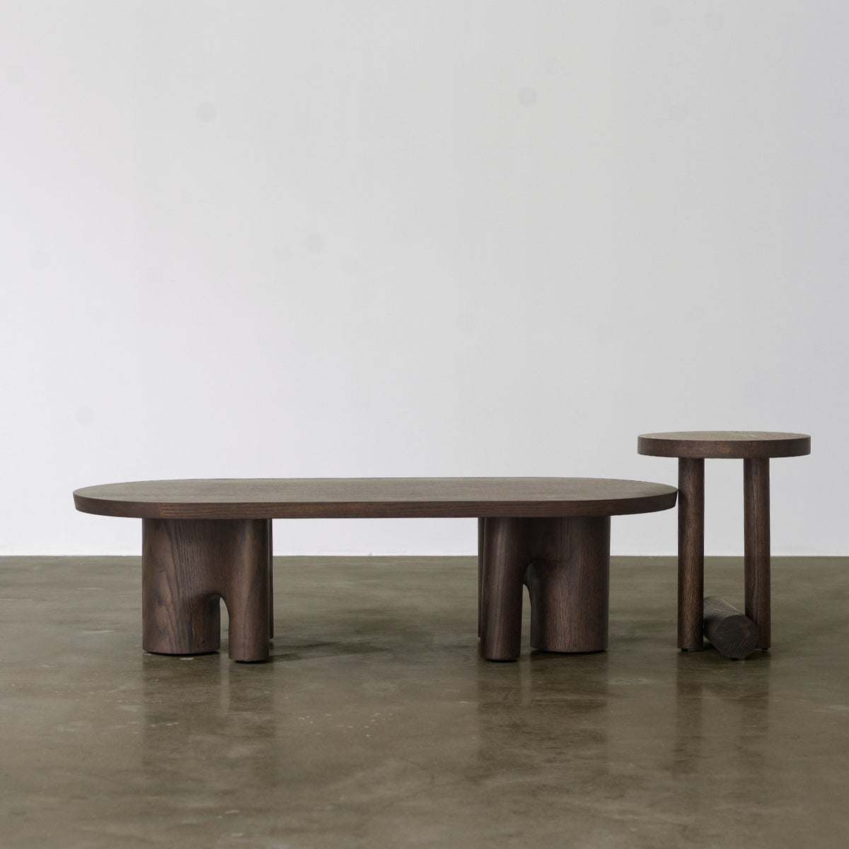 Vintage Distressed Wood Coffee Table - Rectangular Low Table with Solid Timber Legs