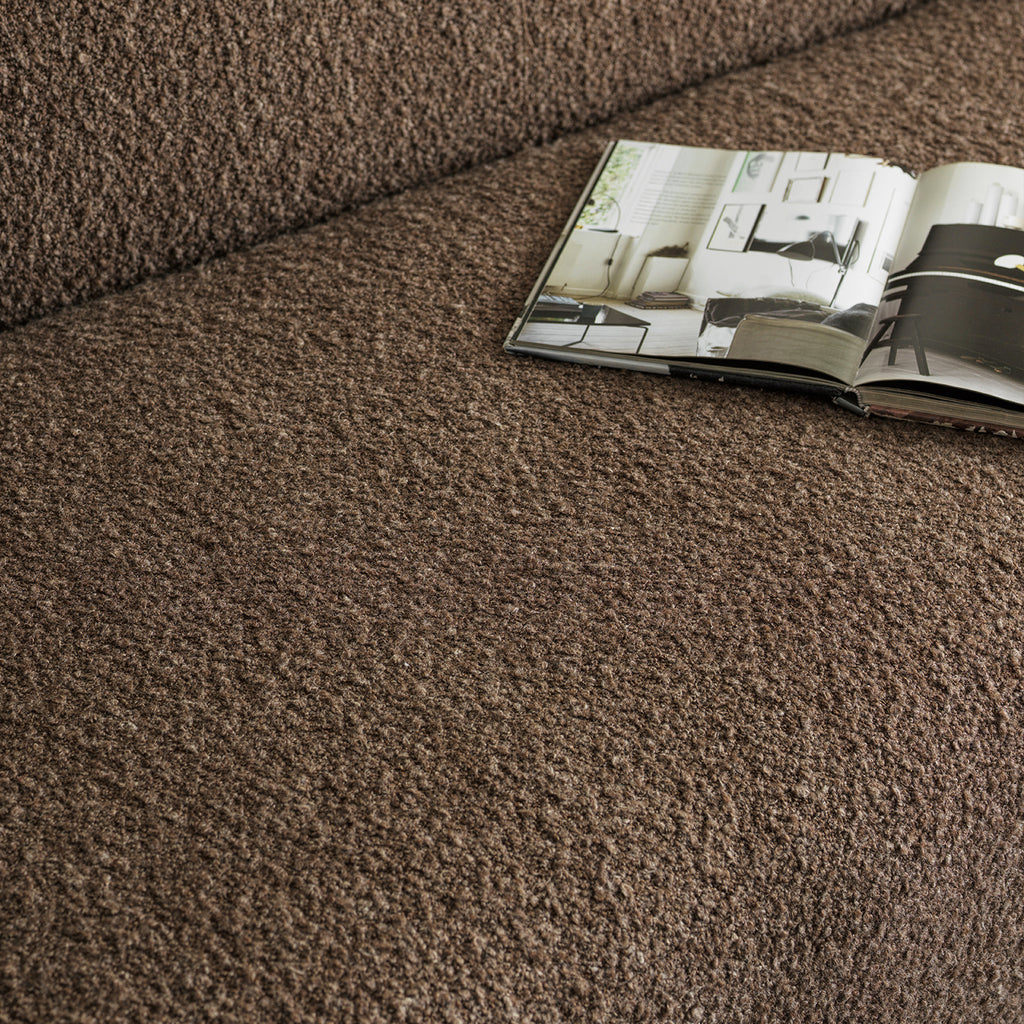 Pia Curved Sofa with Textured Upholstery — Warm Brown