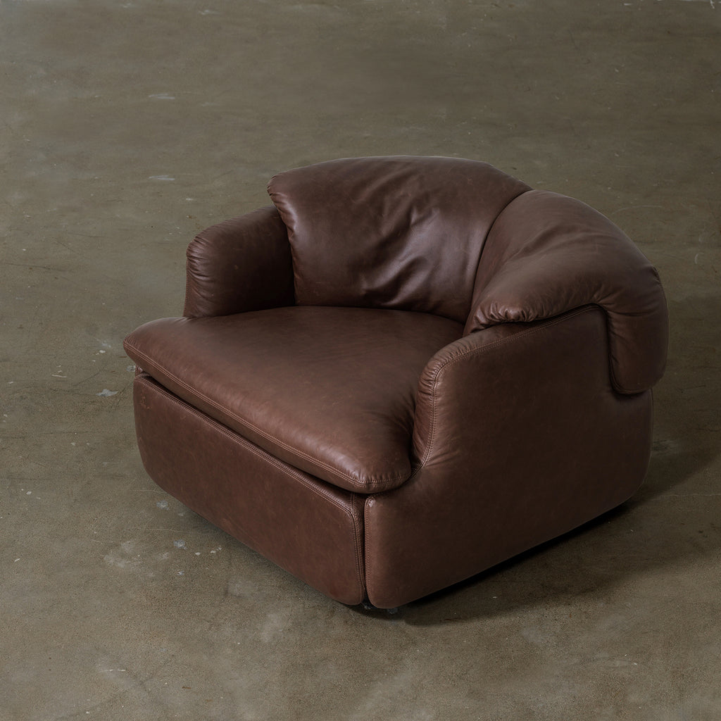 Jimi Low-Profile Lounge Armchair — Dark Brown