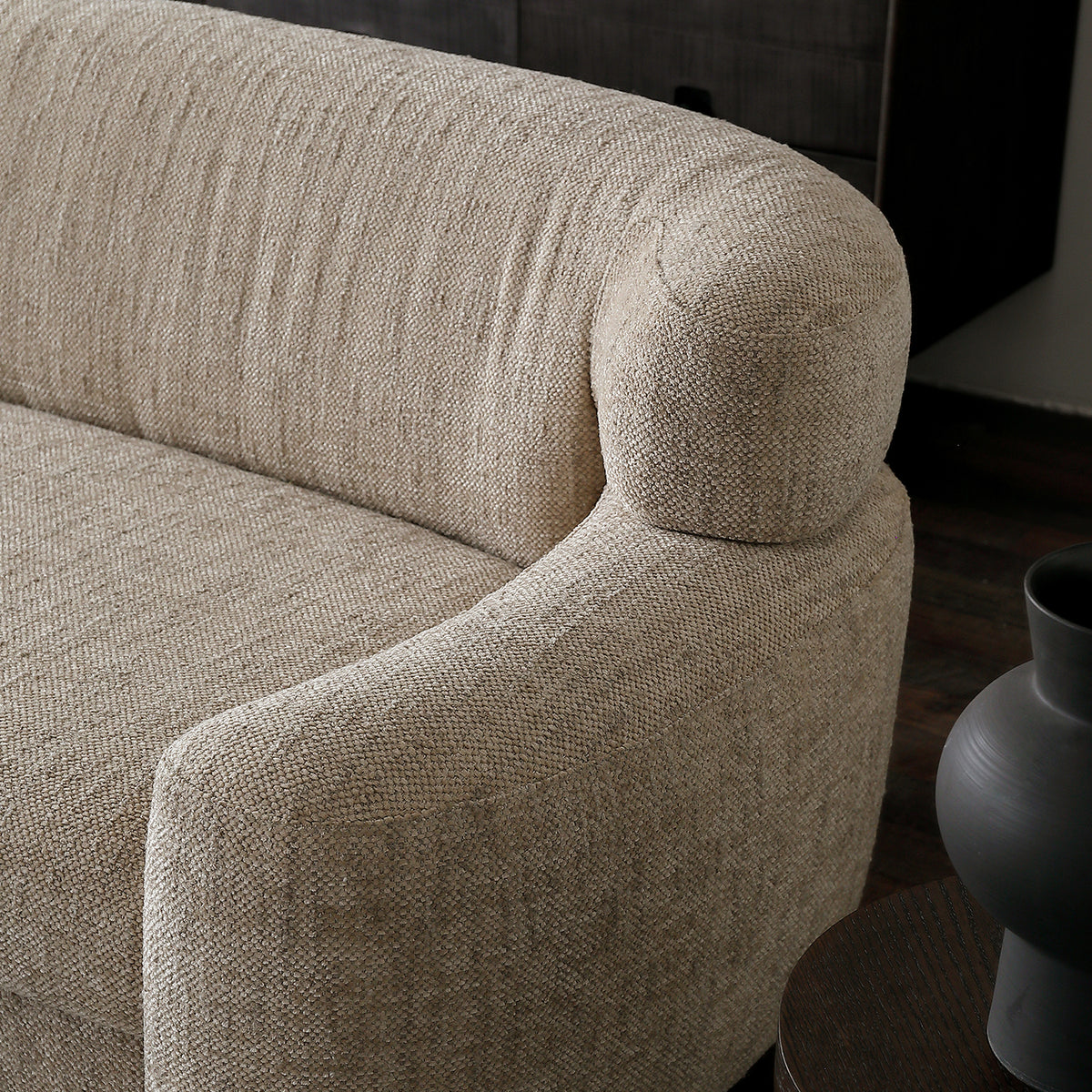 1050 Textured Sofa with Rounded Arms — Warm Beige
