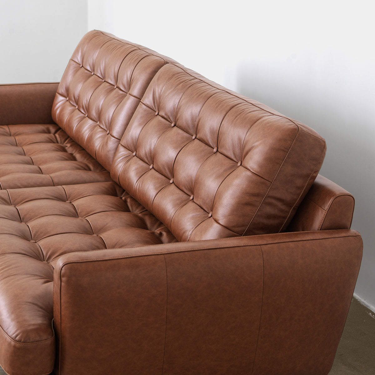 Top-Grain Leather Sofa with Down & Foam Seat Cushions | Customizable