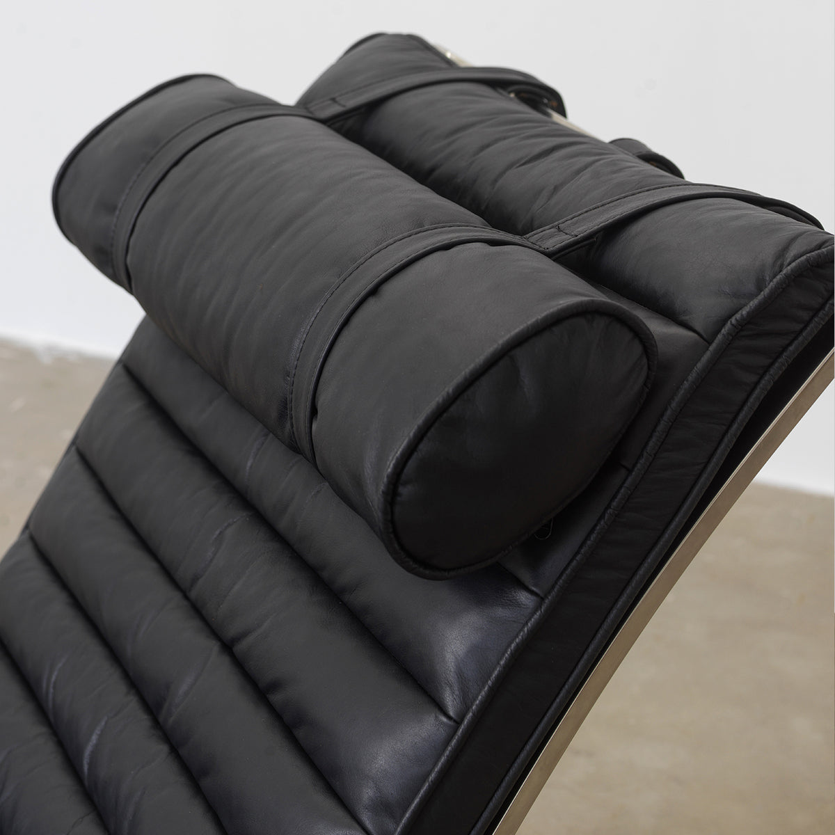 Ali Channel-Padded Lounge Chair with Bolster Headrest — Black