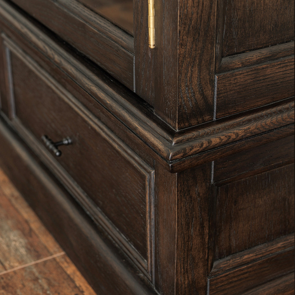 Suge Vintage Glass-Door Cabinet | Solid Red Oak Frame | Kaiwuli