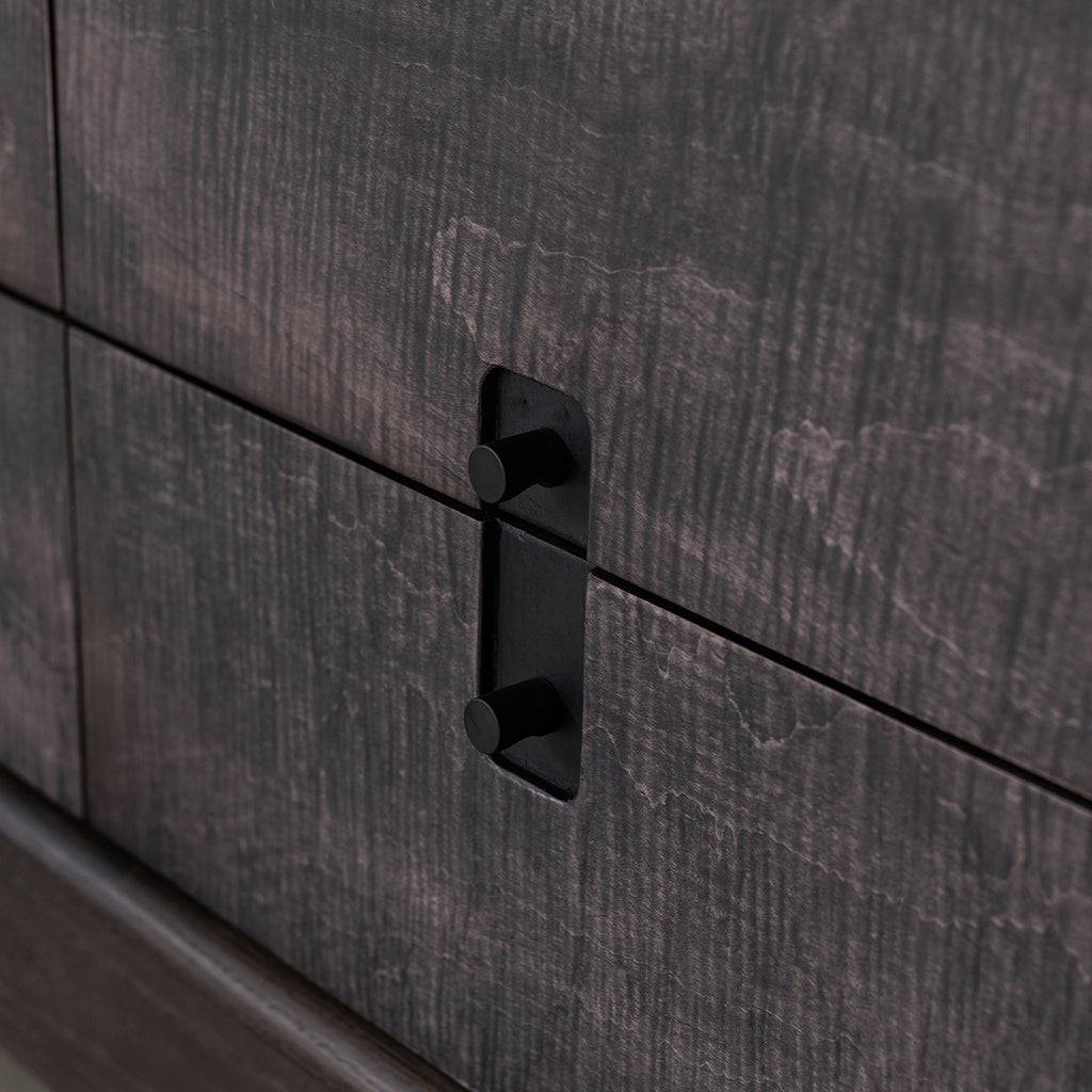 Guixie Low Media Cabinet with Drawer Storage — Dark Wood Tone