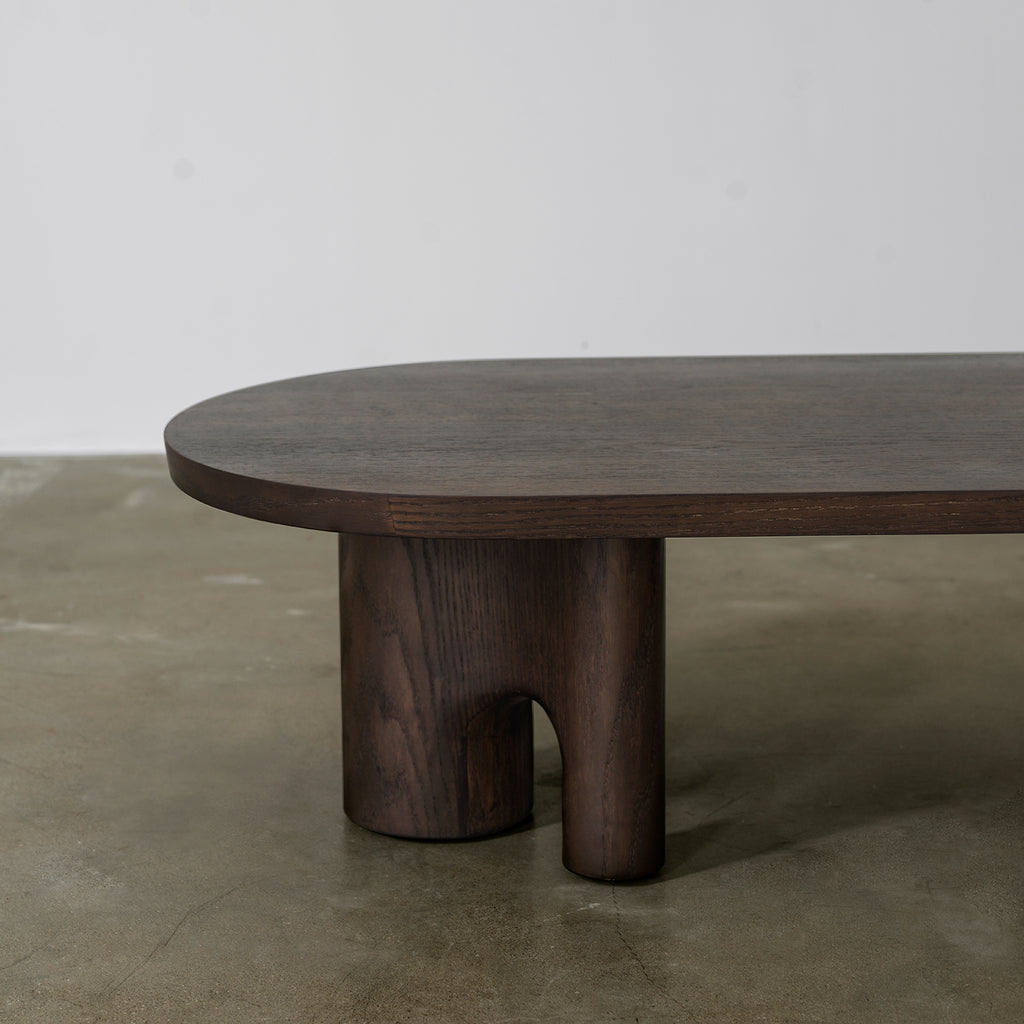 Vintage Distressed Wood Coffee Table - Rectangular Low Table with Solid Timber Legs
