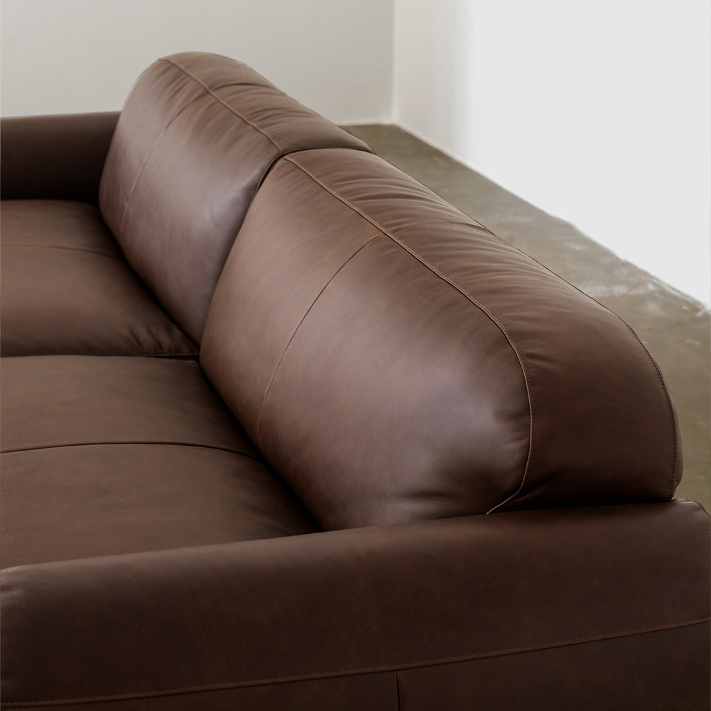 Contemporary Low-Profile Sofa with Rounded Arms — Brown