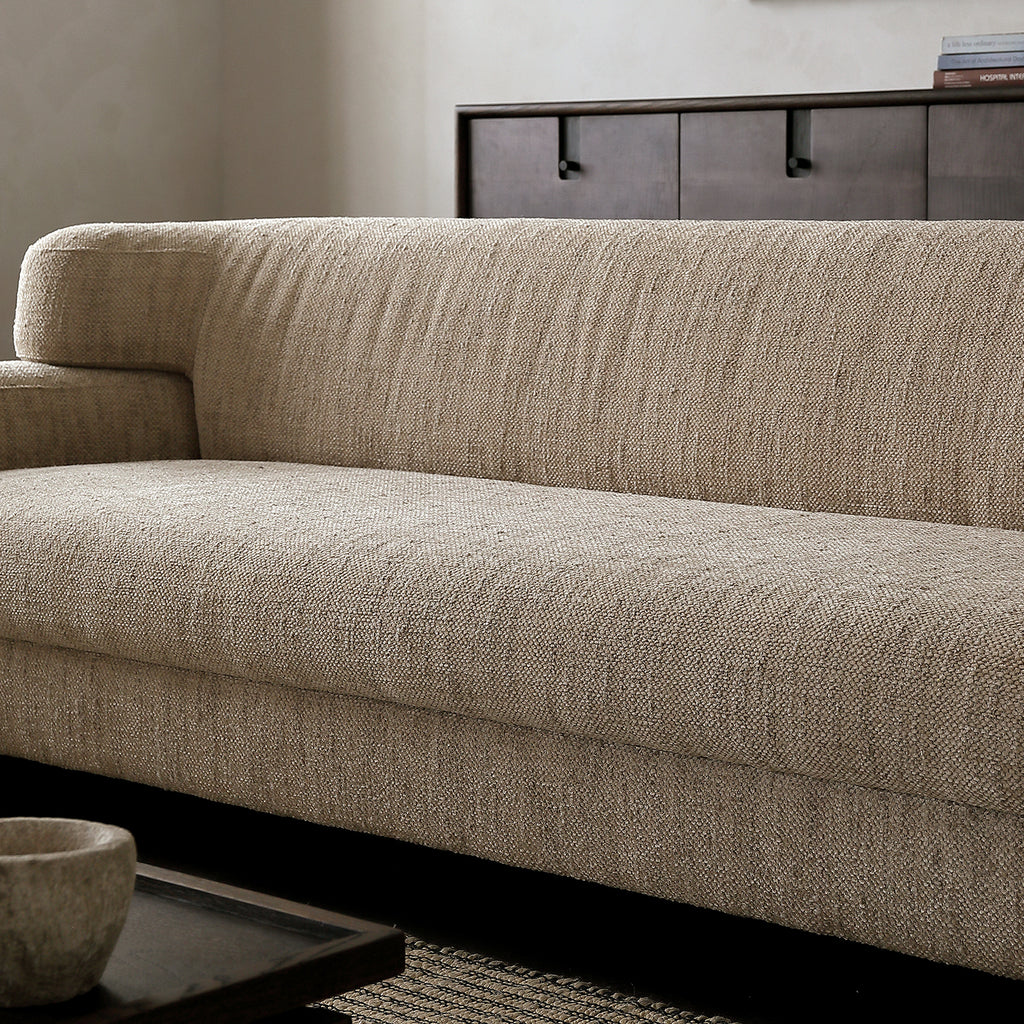 1050 Textured Sofa with Rounded Arms — Warm Beige