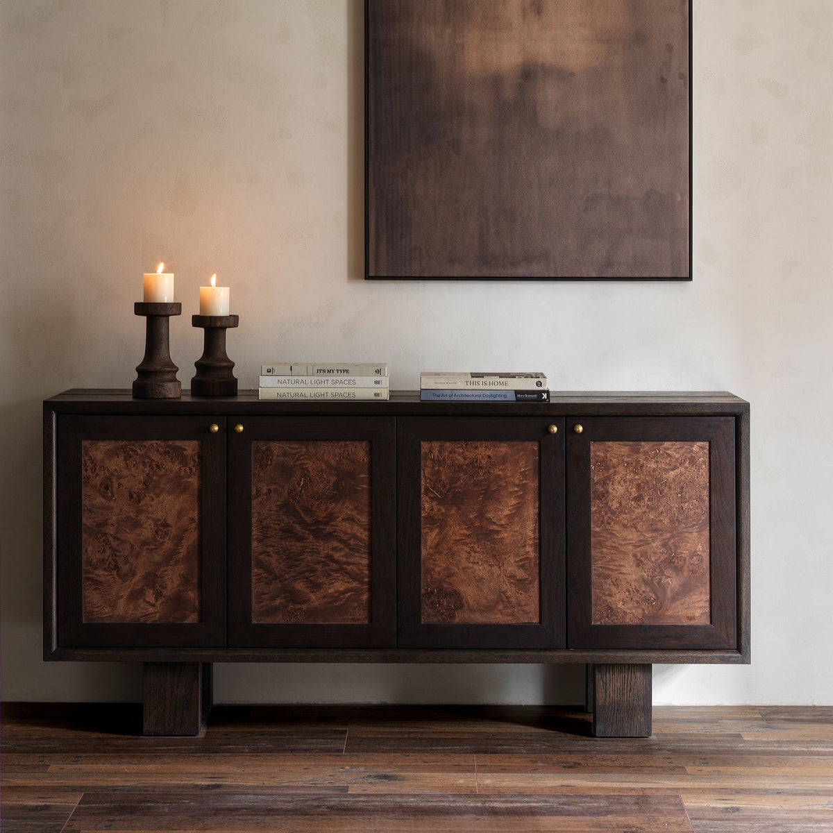 Tingmu vintage boxwood burl sideboard front view