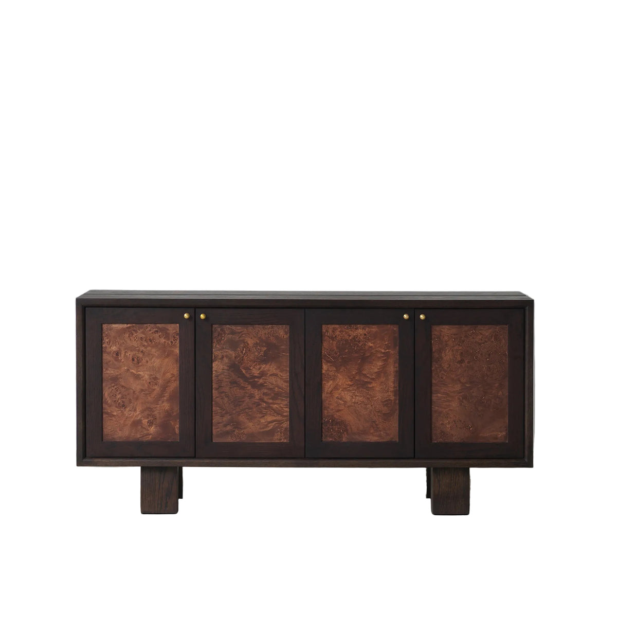 Distressed Burl Wood Door Sideboard - 63" Multilayer Wood Storage Credenza