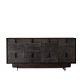 12-Drawer Shadow Maple Veneer Sideboard with Metal Base