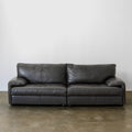 Low-Profile Sofa with Padded Arms — Charcoal Black
