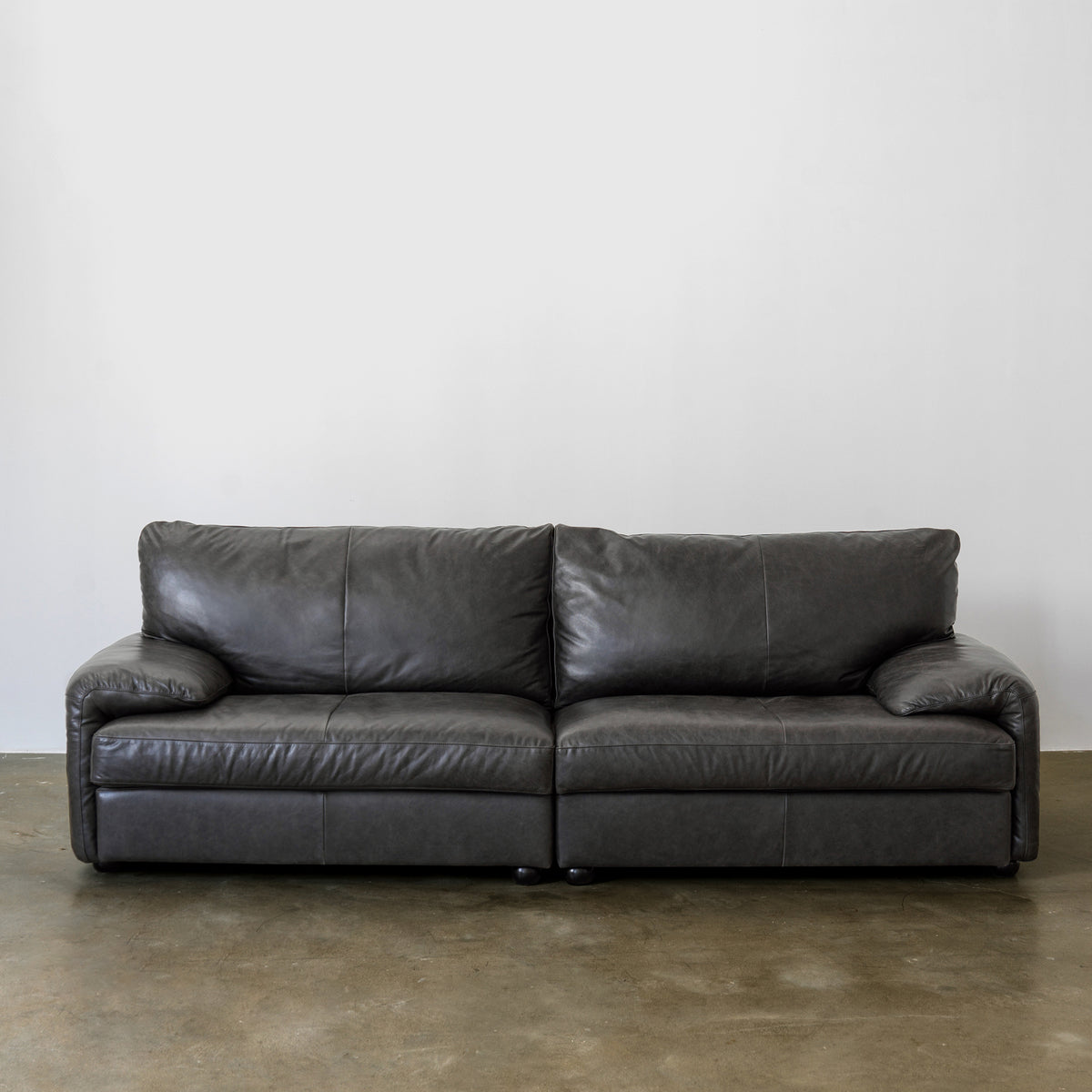 Low-Profile Sofa with Padded Arms — Charcoal Black