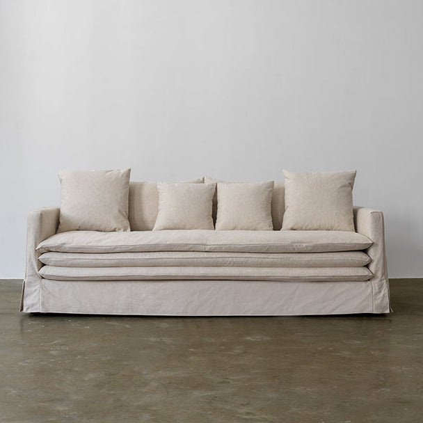 Cotton-Linen Sofa with Fully Removable Washable Covers & Down-Filled Seat Cushions