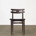 Vintage Ash Wood Dining Chair with Upholstered Fabric Seat and Curved Double-Slat Backrest