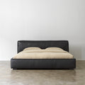 Anran Black Oil-Waxed Leather Low-Profile Bed