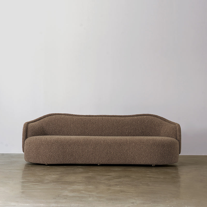 Pia Curved Sofa with Textured Upholstery — Warm Brown