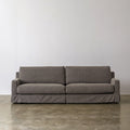 Warm gray linen sofa with removable covers front view
