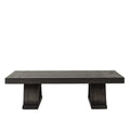 Vintage Dark Wood Coffee Table with Sculptural Trestle Base, 53.1″ × 35.4″